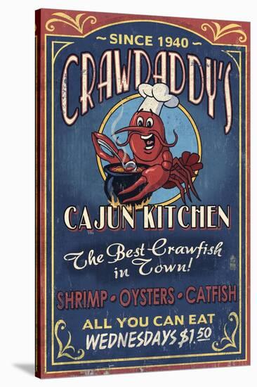 Crawfish - Vintage Sign-Lantern Press-Stretched Canvas