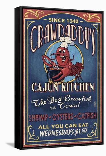Crawfish - Vintage Sign-Lantern Press-Framed Stretched Canvas