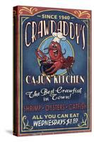 Crawfish - Vintage Sign-Lantern Press-Stretched Canvas