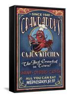 Crawfish - Vintage Sign-Lantern Press-Framed Stretched Canvas