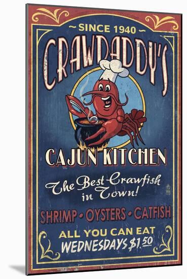 Crawfish - Vintage Sign-Lantern Press-Mounted Art Print