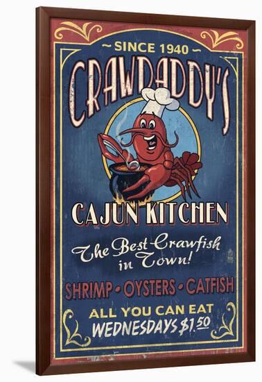 Crawfish - Vintage Sign-Lantern Press-Framed Art Print