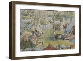 Crayfishing, from 'A Home' series, c.1895-Carl Larsson-Framed Giclee Print