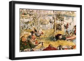 Crayfishing-Carl Larsson-Framed Art Print