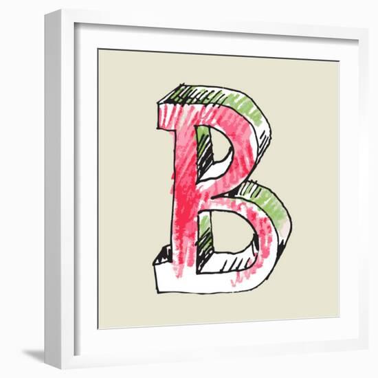 Crayon Alphabet, Hand Drawn Letter B-Andriy Zholudyev-Framed Art Print