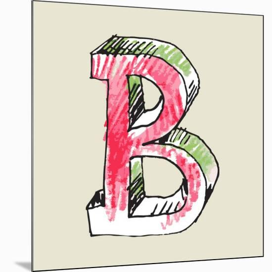 Crayon Alphabet, Hand Drawn Letter B-Andriy Zholudyev-Mounted Premium Giclee Print