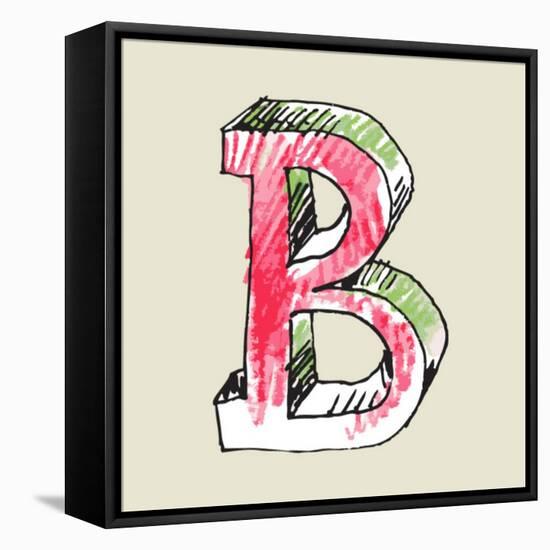 Crayon Alphabet, Hand Drawn Letter B-Andriy Zholudyev-Framed Stretched Canvas