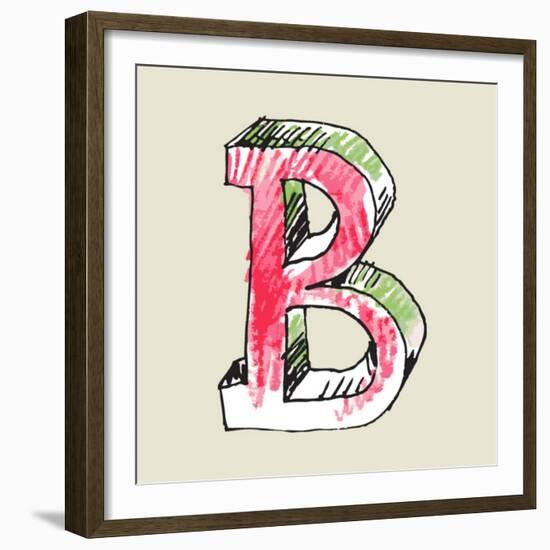 Crayon Alphabet, Hand Drawn Letter B-Andriy Zholudyev-Framed Premium Giclee Print