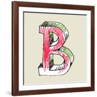 Crayon Alphabet, Hand Drawn Letter B-Andriy Zholudyev-Framed Art Print