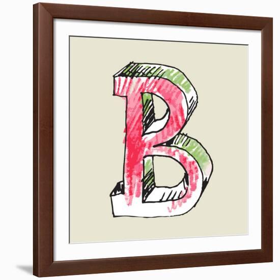 Crayon Alphabet, Hand Drawn Letter B-Andriy Zholudyev-Framed Art Print