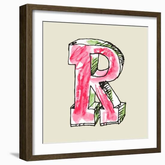 Crayon Alphabet, Hand Drawn Letter R-Andriy Zholudyev-Framed Art Print