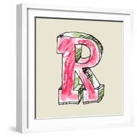 Crayon Alphabet, Hand Drawn Letter R-Andriy Zholudyev-Framed Art Print