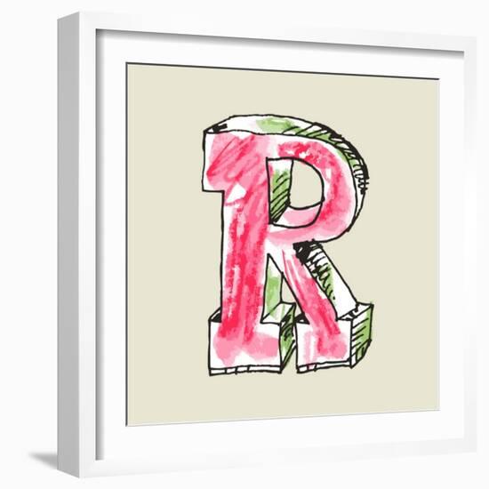 Crayon Alphabet, Hand Drawn Letter R-Andriy Zholudyev-Framed Art Print