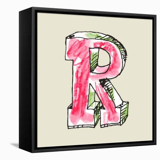 Crayon Alphabet, Hand Drawn Letter R-Andriy Zholudyev-Framed Stretched Canvas