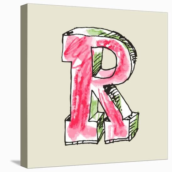 Crayon Alphabet, Hand Drawn Letter R-Andriy Zholudyev-Stretched Canvas