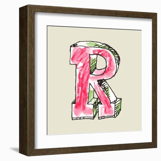 Crayon Alphabet, Hand Drawn Letter R-Andriy Zholudyev-Framed Art Print