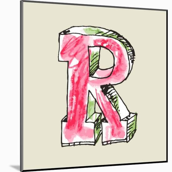 Crayon Alphabet, Hand Drawn Letter R-Andriy Zholudyev-Mounted Art Print