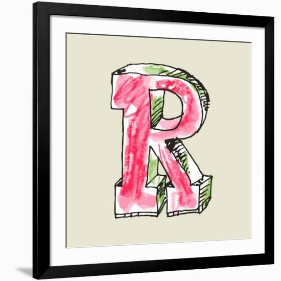 Crayon Alphabet, Hand Drawn Letter R-Andriy Zholudyev-Framed Art Print