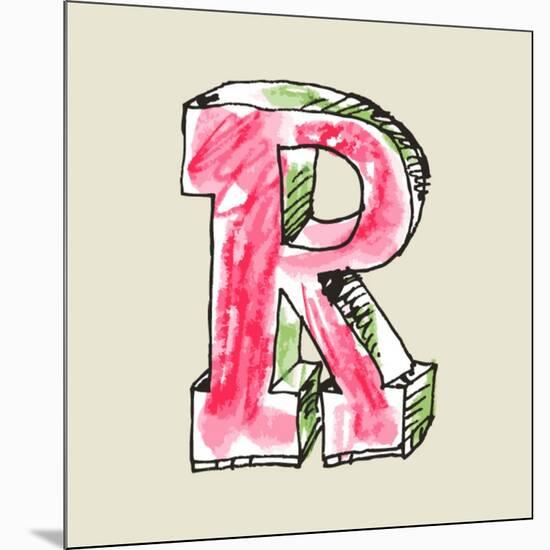 Crayon Alphabet, Hand Drawn Letter R-Andriy Zholudyev-Mounted Art Print