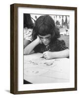 Crayon Artist Working at Her Drawing-Ed Clark-Framed Photographic Print