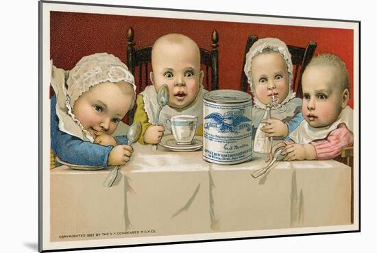 Crazed Babies with Condensed Milk-null-Mounted Art Print