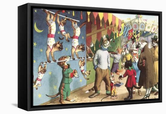 Crazy Cats Acrobats-null-Framed Stretched Canvas