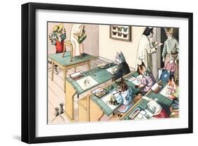 Crazy Cats at Art School-null-Framed Art Print