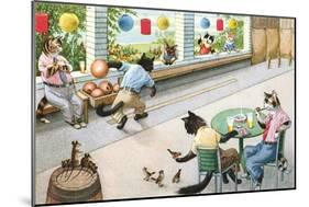Crazy Cats at Bowling Alley-null-Mounted Art Print