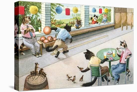 Crazy Cats at Bowling Alley-null-Stretched Canvas