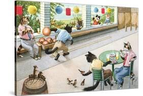 Crazy Cats at Bowling Alley-null-Stretched Canvas