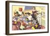 Crazy Cats at Dinner-null-Framed Art Print