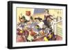 Crazy Cats at Dinner-null-Framed Premium Giclee Print