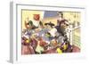Crazy Cats at Dinner-null-Framed Premium Giclee Print