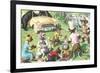 Crazy Cats at Picnic with Bears-null-Framed Art Print