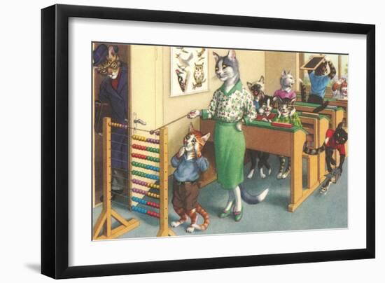 Crazy Cats at School-null-Framed Art Print