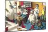 Crazy Cats at the Barber Shop-null-Mounted Art Print