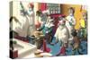 Crazy Cats at the Barber Shop-null-Stretched Canvas