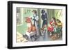 Crazy Cats at the Dog Groomer-null-Framed Premium Giclee Print