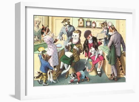 Crazy Cats at the Jewelry Store-null-Framed Art Print