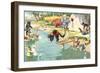 Crazy Cats at the Lake-null-Framed Art Print