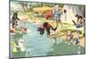 Crazy Cats at the Lake-null-Mounted Art Print