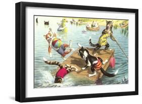 Crazy Cats at the Lake-null-Framed Art Print