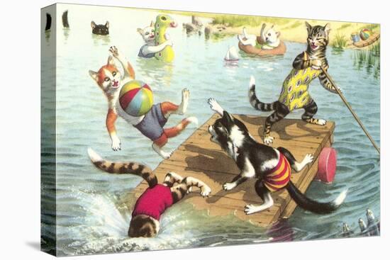 Crazy Cats at the Lake-null-Stretched Canvas