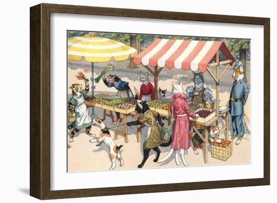 Crazy Cats at the Market-null-Framed Art Print