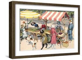 Crazy Cats at the Market-null-Framed Art Print