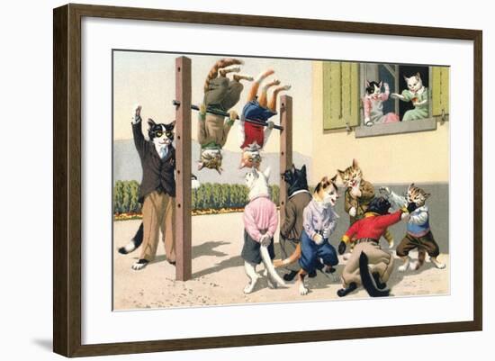 Crazy Cats at the Playground-null-Framed Art Print