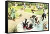 Crazy Cats at the Pool-null-Framed Stretched Canvas