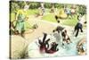 Crazy Cats at the Pool-null-Stretched Canvas