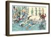Crazy Cats at the Swim Meet-null-Framed Art Print