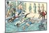 Crazy Cats at the Swim Meet-null-Mounted Art Print